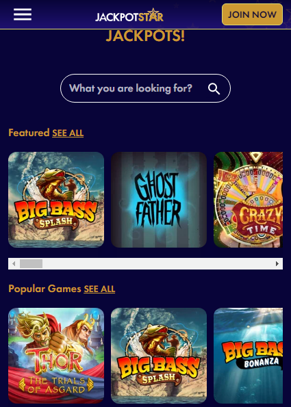 JackpotStar Casino Mobile screenshot